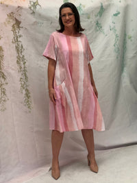 Joy Striped Blush Linen Dress