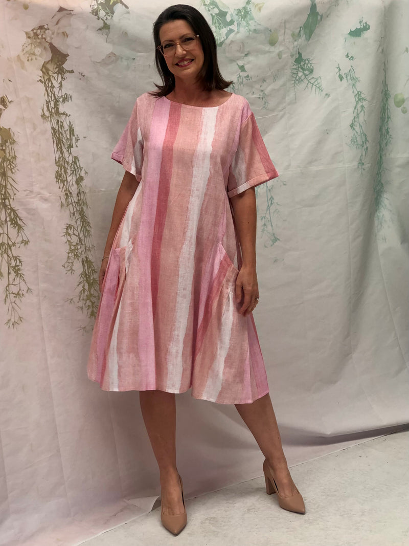 Blush linen dress deals