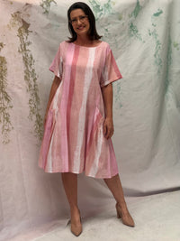 Joy Striped Blush Linen Dress