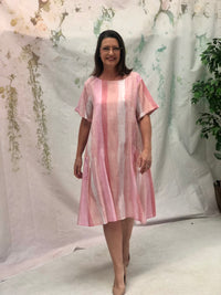 Joy Striped Blush Linen Dress