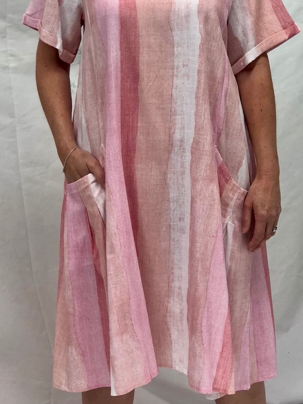 Joy Striped Blush Linen Dress