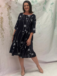 Joy Stitching Navy Linen Dress