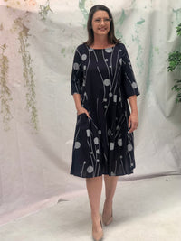 Joy Stitching Navy Linen Dress