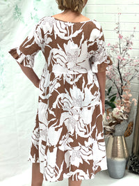 Kane Floral Sand Linen Dress