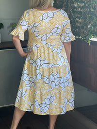 Kane Yellow Floral Linen Dress