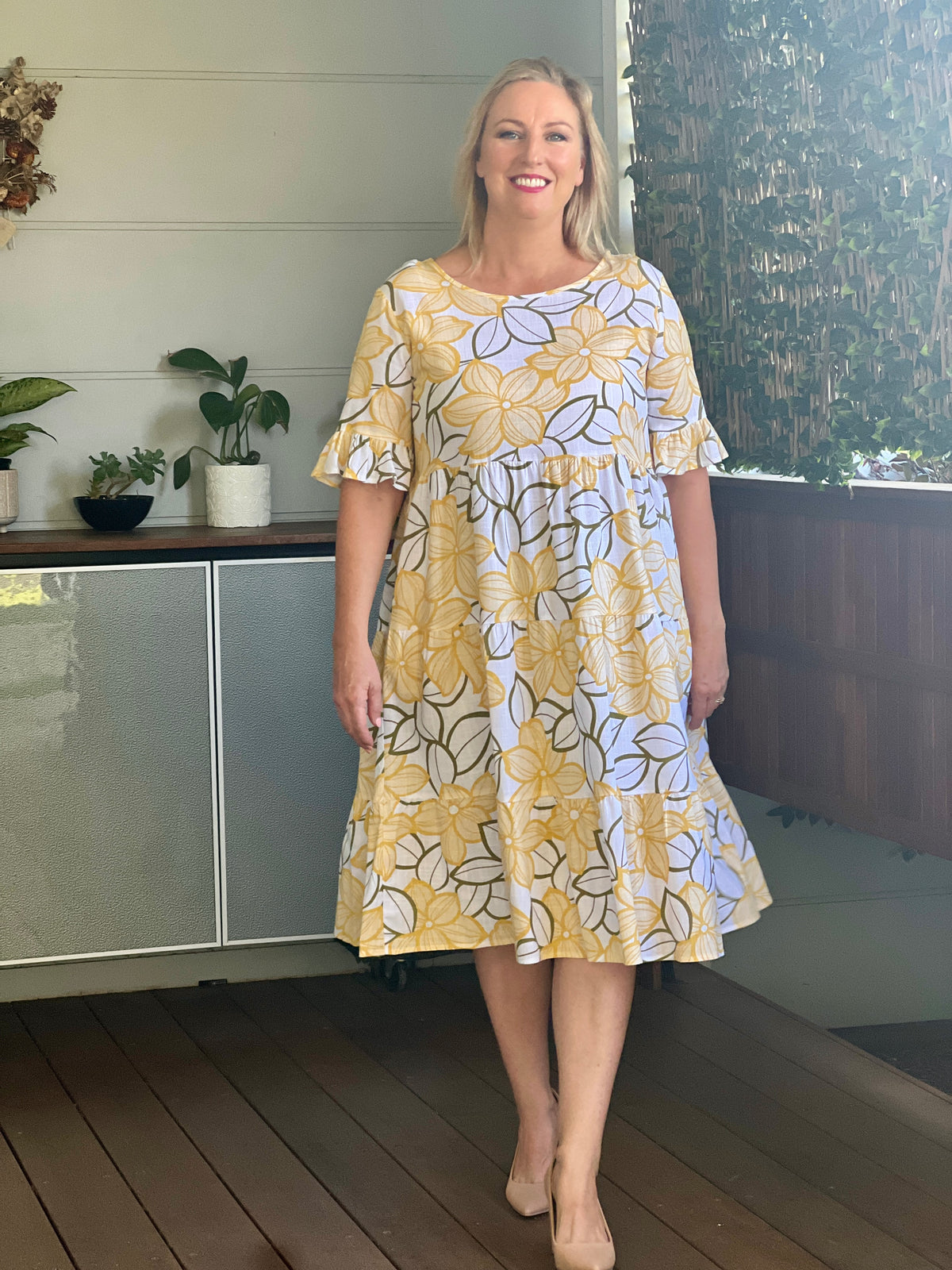 Kane Yellow Floral Linen Dress