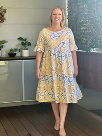 Kane Yellow Floral Linen Dress