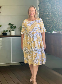 Kane Yellow Floral Linen Dress