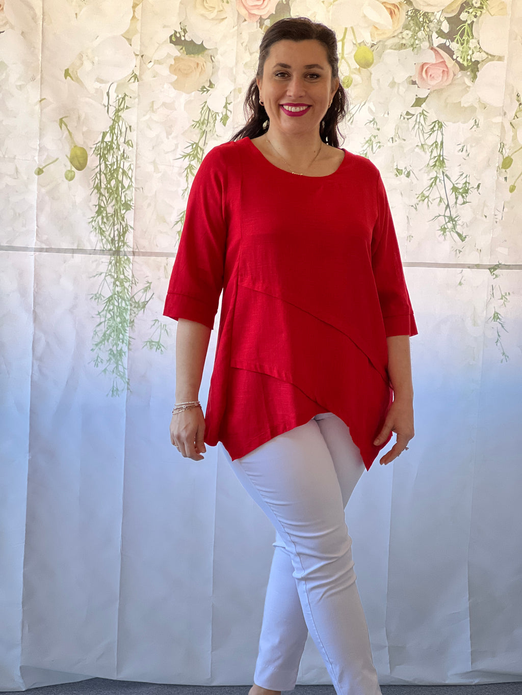 Karla Red Linen Top – Dressxox