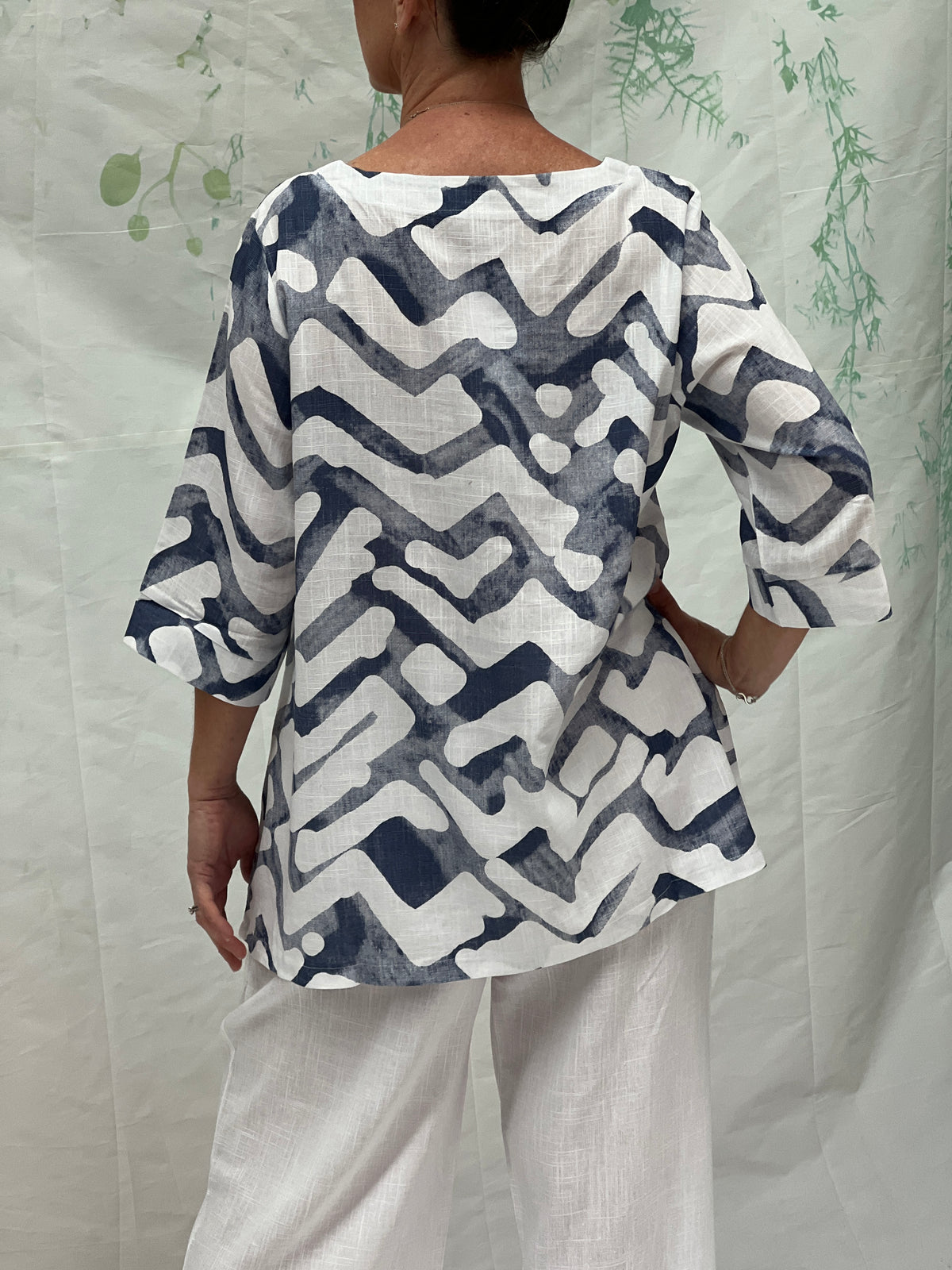 Karla Ink Blue Linen Top