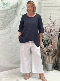 Karla Midnight Linen Top