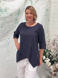 Karla Midnight Linen Top