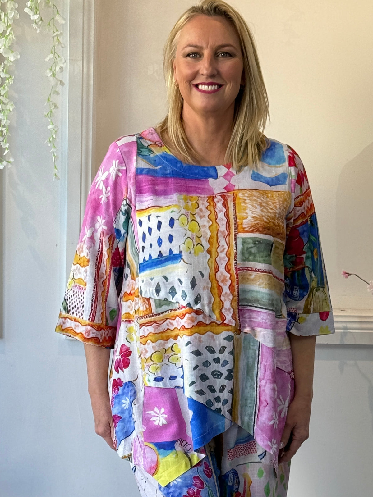 Karla Mediterranean Linen Top
