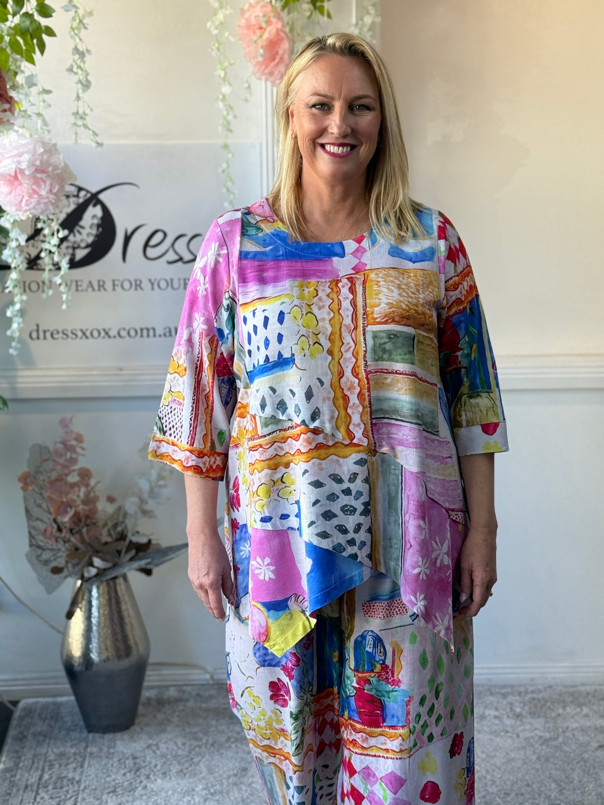 Karla Mediterranean Linen Top