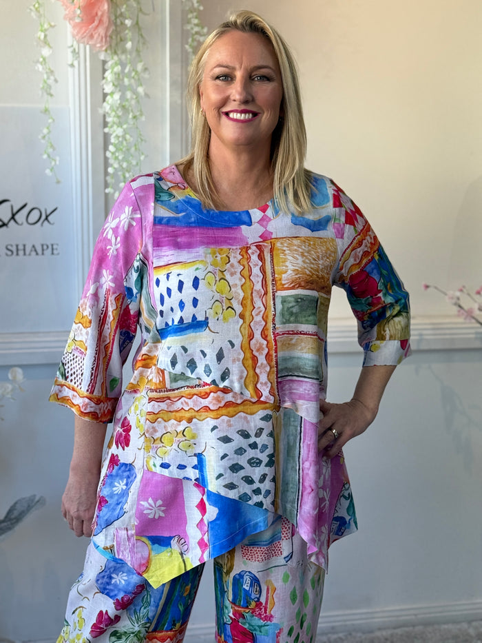 Karla Mediterranean Linen Top