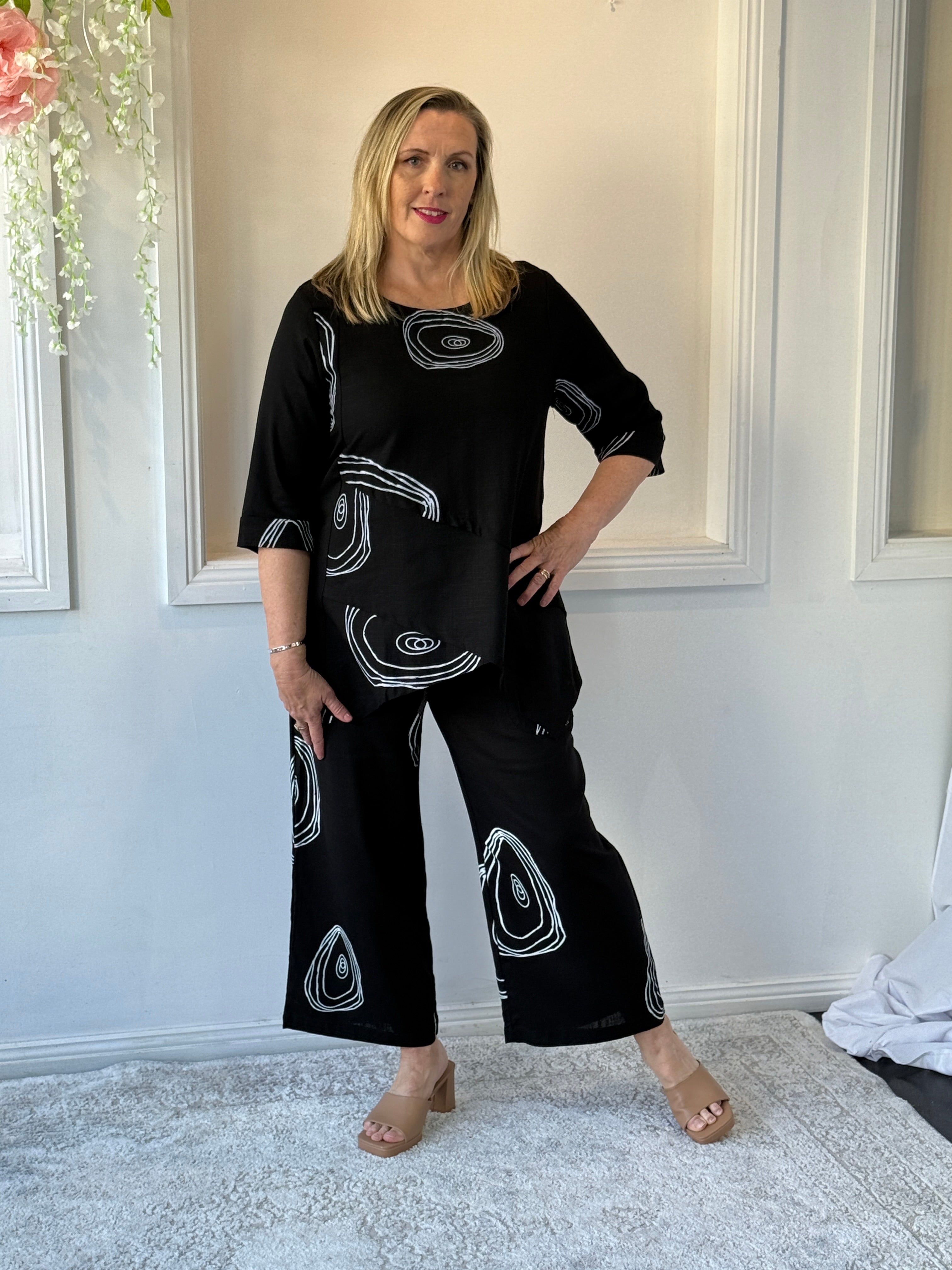 nala Linen like balloon tops ブラック4way nala Linen like balloon tops ブラック4way nala Linen like