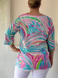 Karla Pink Abstract Linen Top