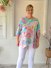 Karla Pink Abstract Linen Top