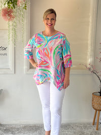 Karla Pink Abstract Linen Top