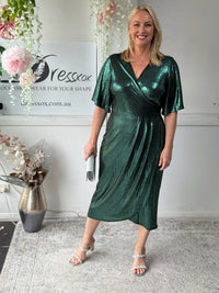 Kuss Emerald Shimmer Wrap Dress