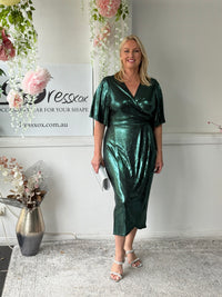 Kuss Emerald Shimmer Wrap Dress