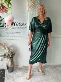 Kuss Emerald Shimmer Wrap Dress
