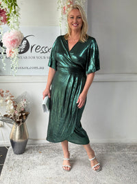 Kuss Emerald Shimmer Wrap Dress