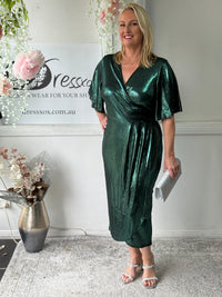 Kuss Emerald Shimmer Wrap Dress