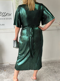 Kuss Emerald Shimmer Wrap Dress