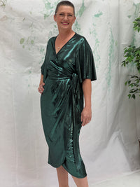 Kuss Emerald Shimmer Wrap Dress