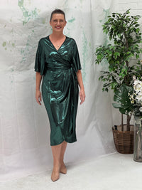 Kuss Emerald Shimmer Wrap Dress