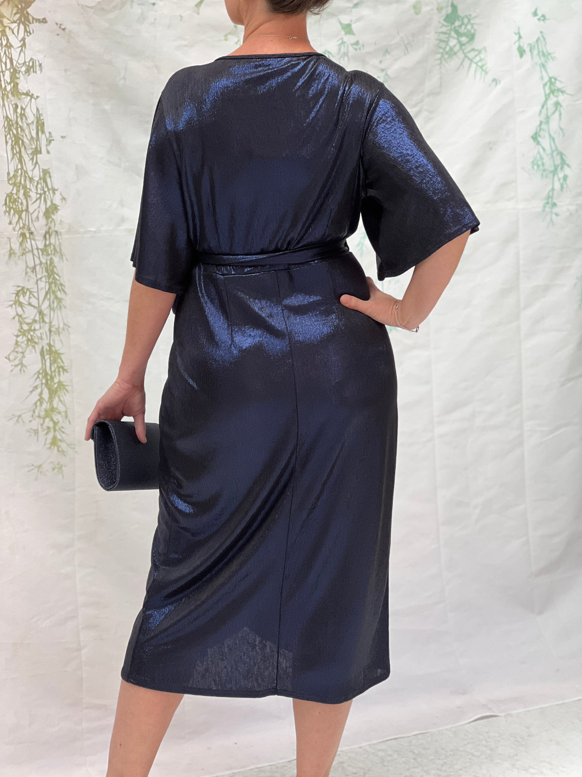 Kuss Navy Shimmer Wrap Dress