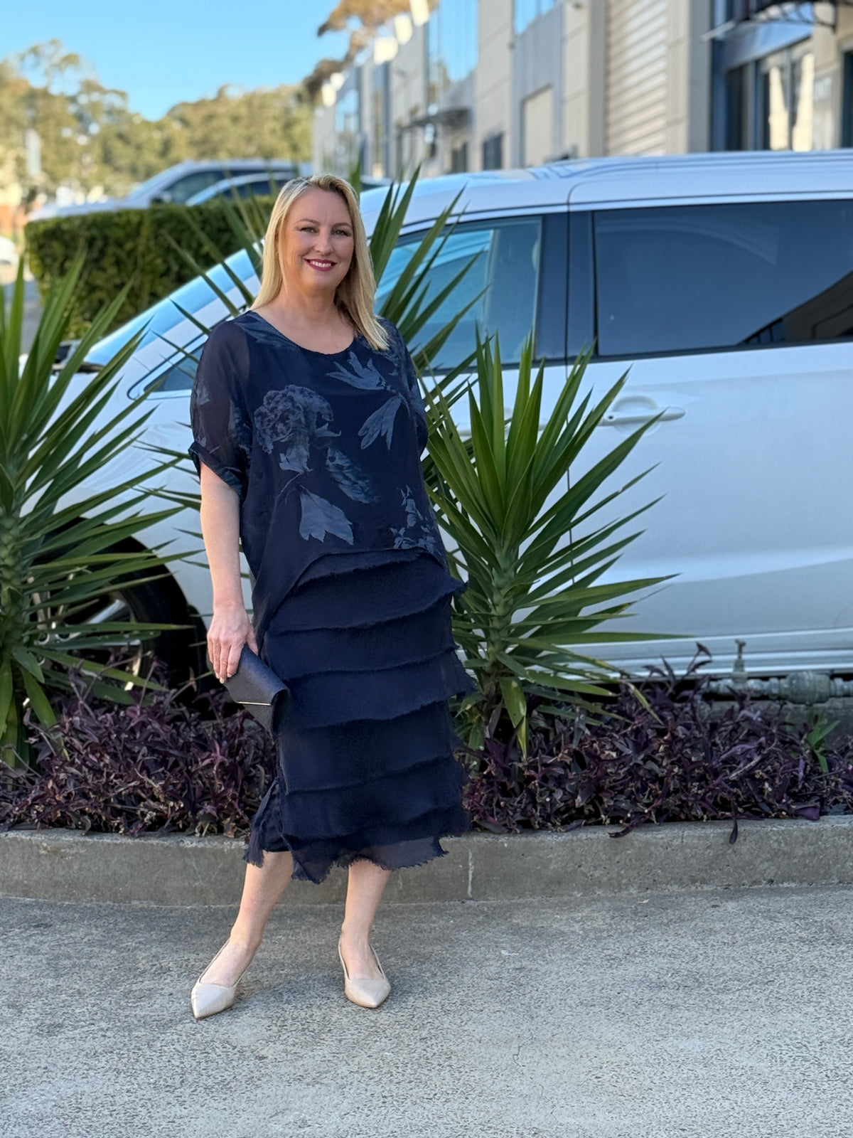 Lenour Night Floral Silk Dress