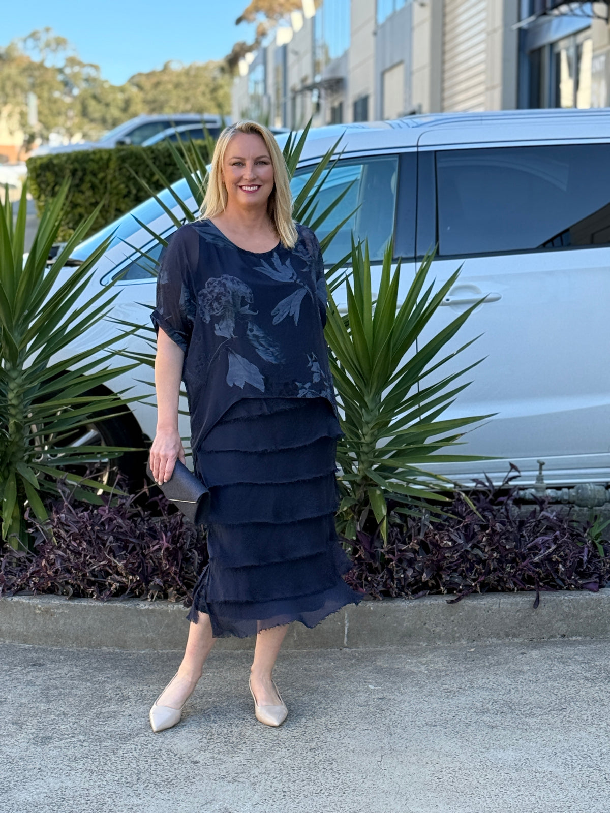 Lenour Night Floral Silk Dress