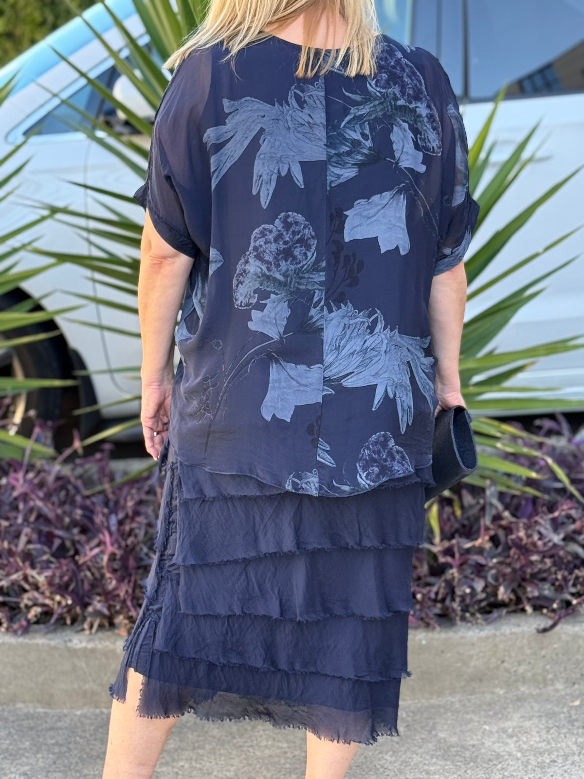 Lenour Night Floral Silk Dress