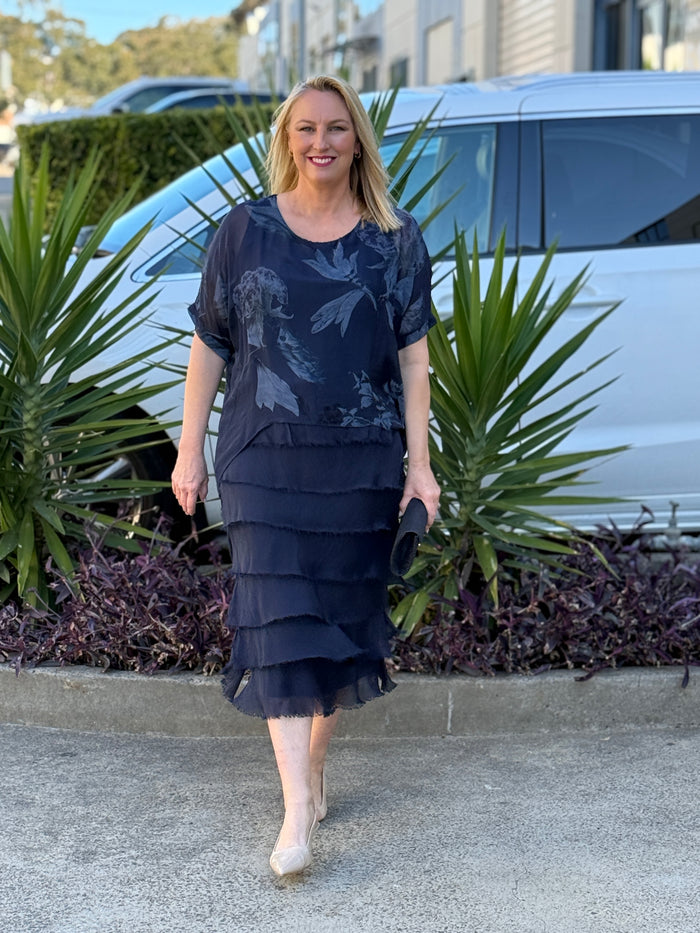 Lenour Night Floral Silk Dress