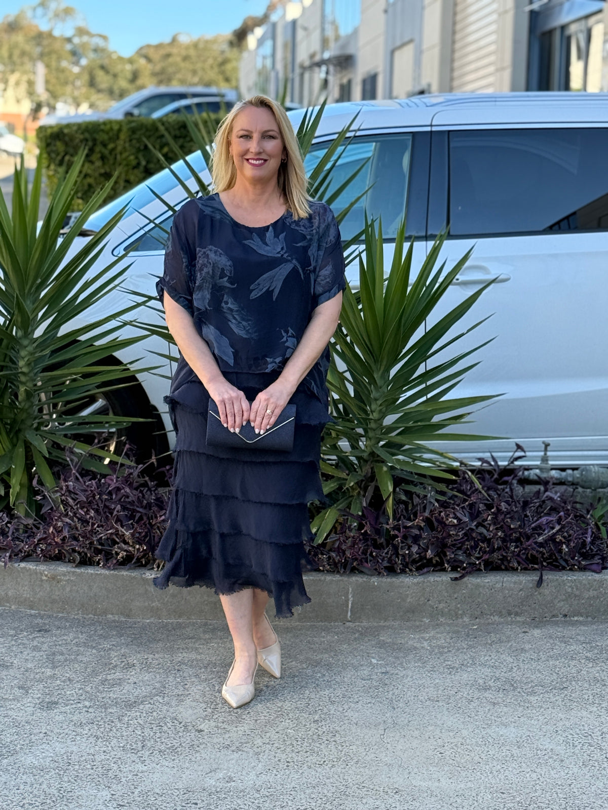 Lenour Night Floral Silk Dress