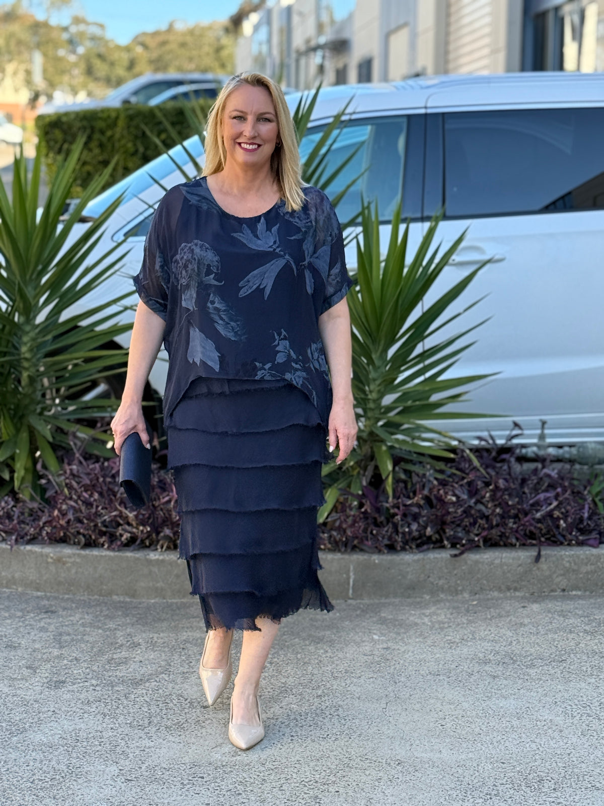 Lenour Night Floral Silk Dress