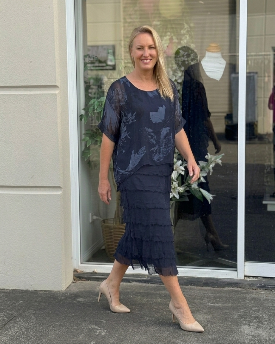 Lenour Night Floral Silk Dress