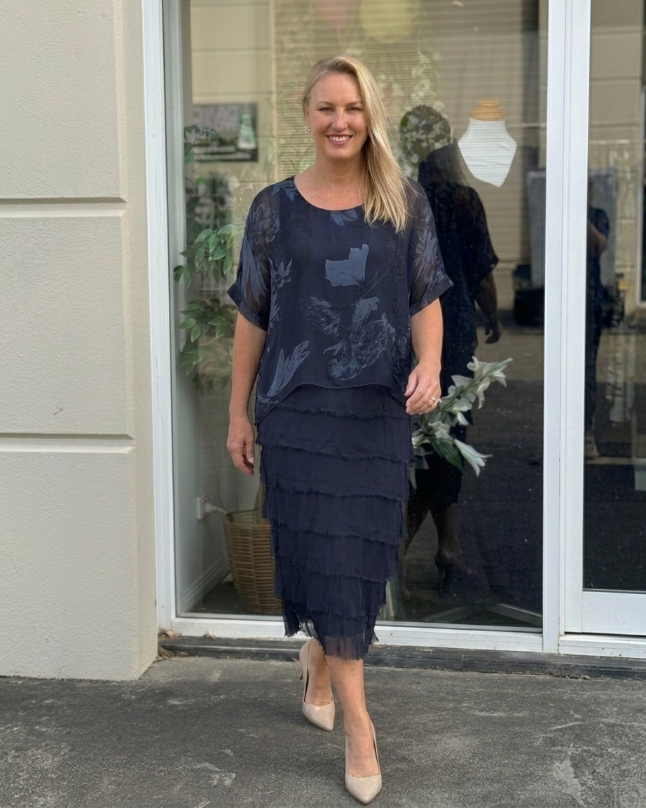 Lenour Night Floral Silk Dress