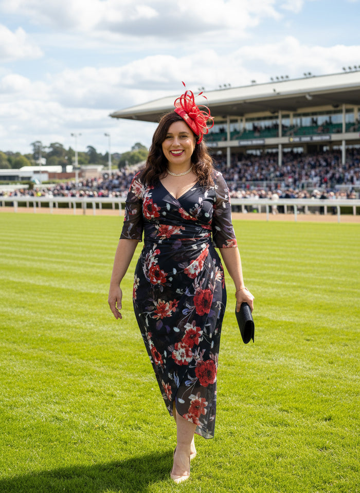 Lima Fire Floral Evening Dress