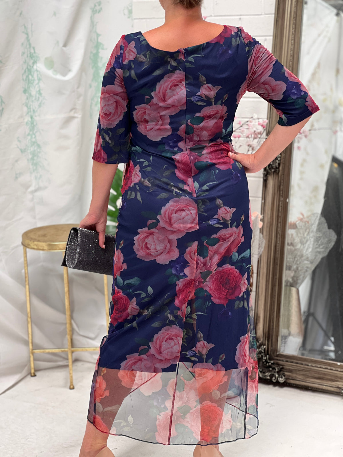 Lima Navy Floral Evening Dress