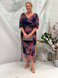 Lima Navy Floral Evening Dress