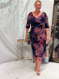 Lima Navy Floral Evening Dress