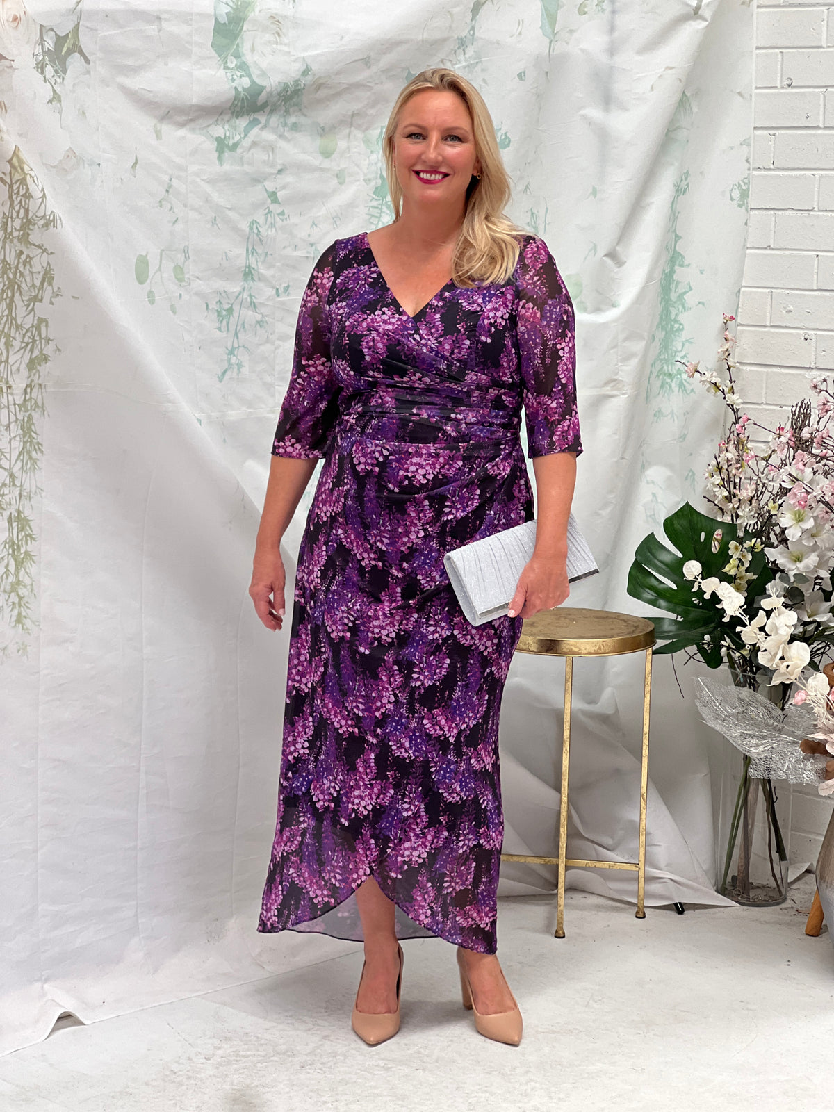 Lima Purple Hydrangea Evening Dress