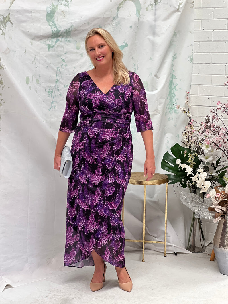 Lima Purple Hydrangea Evening Dress