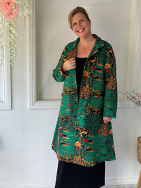 Lorelai Green Abstract Fleece Coat