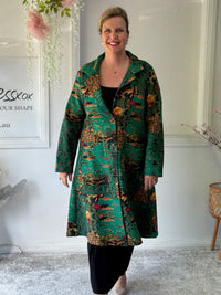 Lorelai Green Abstract Fleece Coat