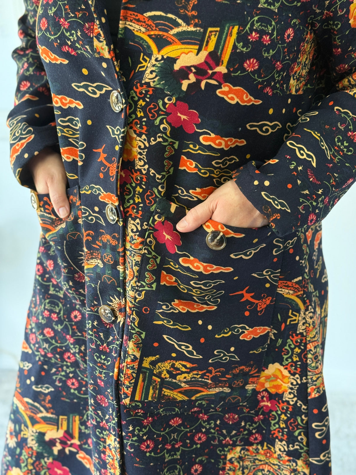 Lorelai Japanese Print Fleece Coat