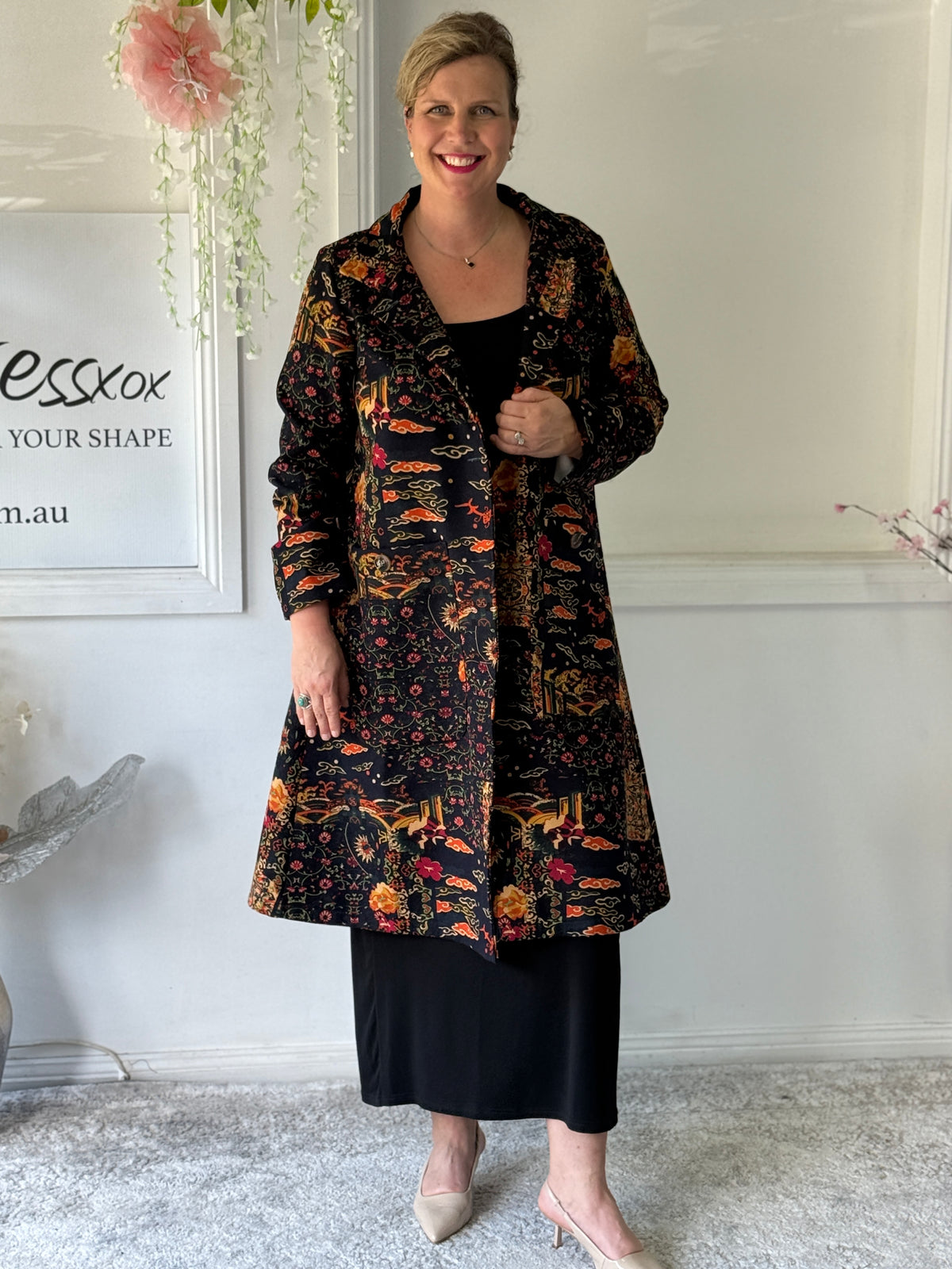 Lorelai Japanese Print Fleece Coat